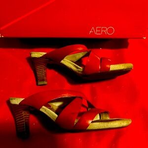 Aerosoles Spray Tan, Red leather, size 7 1/2 M, used with box